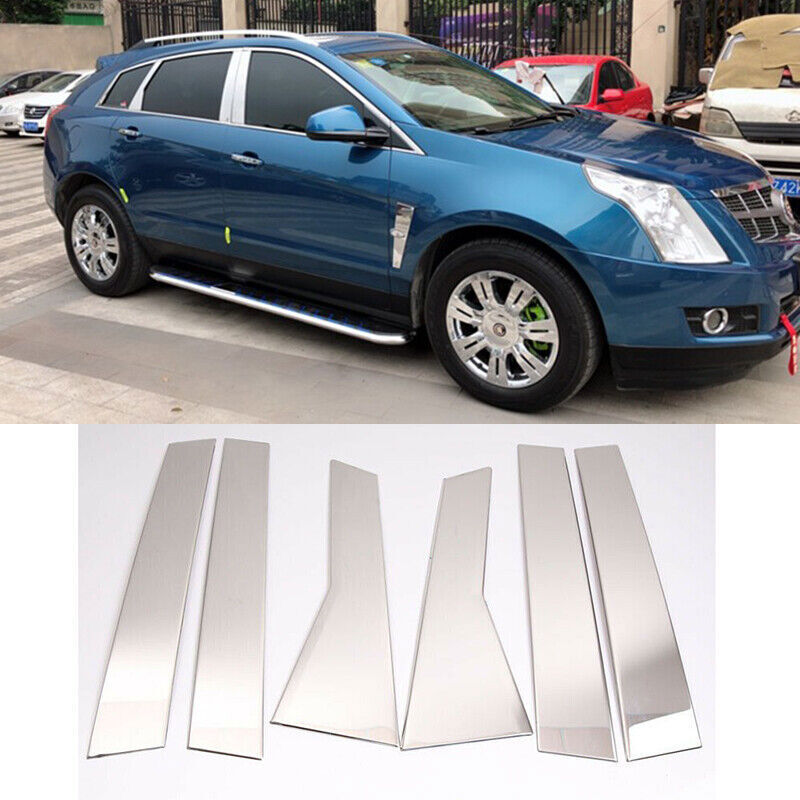 Chrome Pillar Trim for Cadillac SRX 2010-2016 6PCS Side Door Cover Mirrored Post