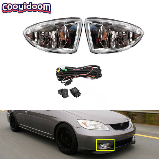 LED fog light with bumper switch wiring harness kit for Honda for Civic 2004-2005