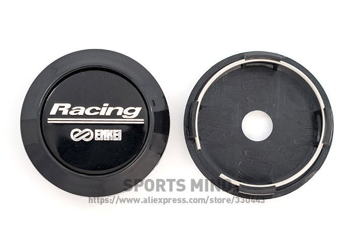 4x64mm Enkei Racing Black Rim Caps, Decals, Badges, Wheel Centers, Hub Caps