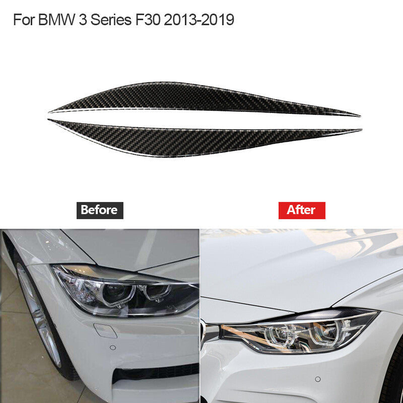 Carbon Fiber Light Eyebrow Decorative Trim Cover for BMW 3 Series F30 2013-2019