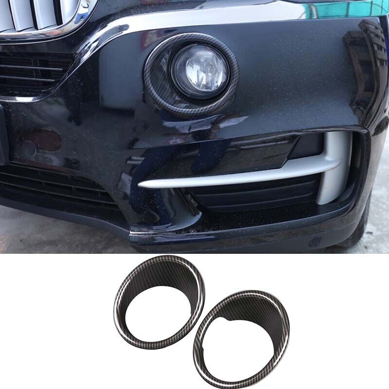 Front Fog Light Lamp Cover Trim ABS Carbon Fiber Fit for BMW X5 F15 2014-2018