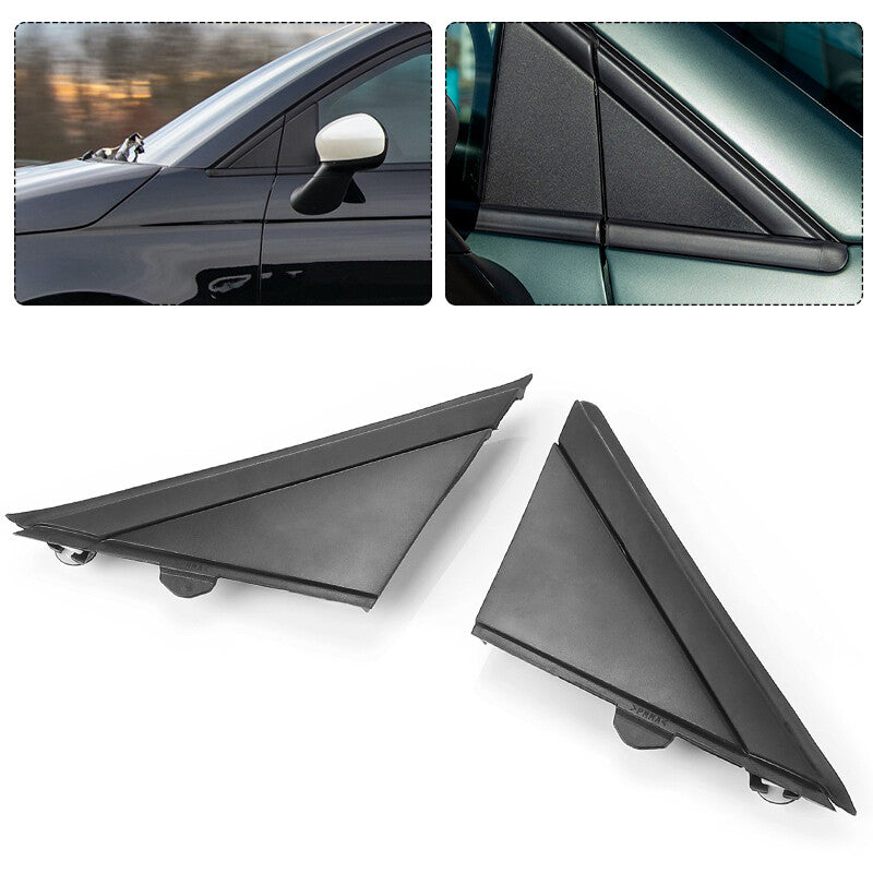 LH+RH Side Rear View Mirror Triangle Plate Trim Matte Black For 2012-19 for FIAT 500