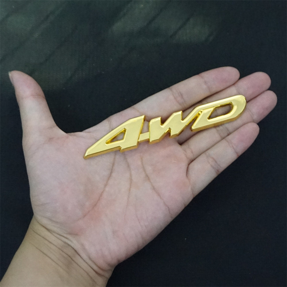 2x High Golden Chrome 4WD Metal Sticker Badge Emblem Decal Sports Motor Tailgate
