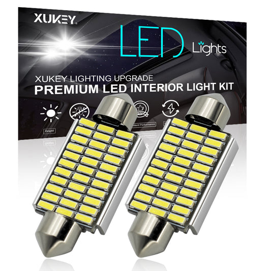 2X White 41MM Festoon LED Interior Car Light License Lights bulb 40MM 42MM