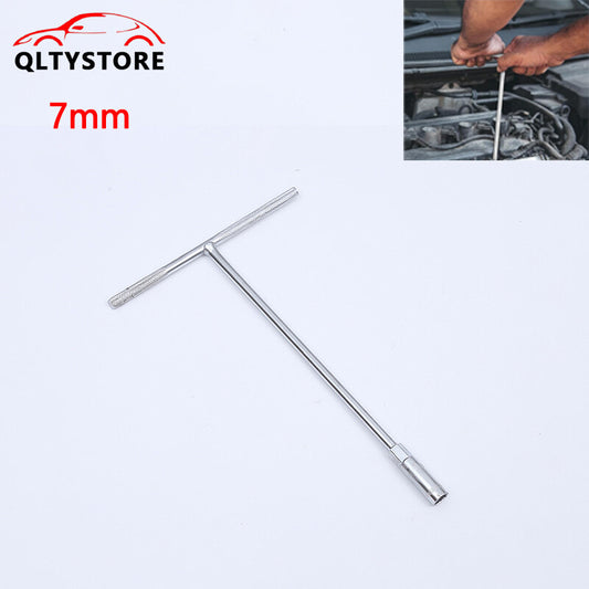One-piece 7mm metric T-handle 45 steel socket wrench tool set suitable for cars and motorcycles.