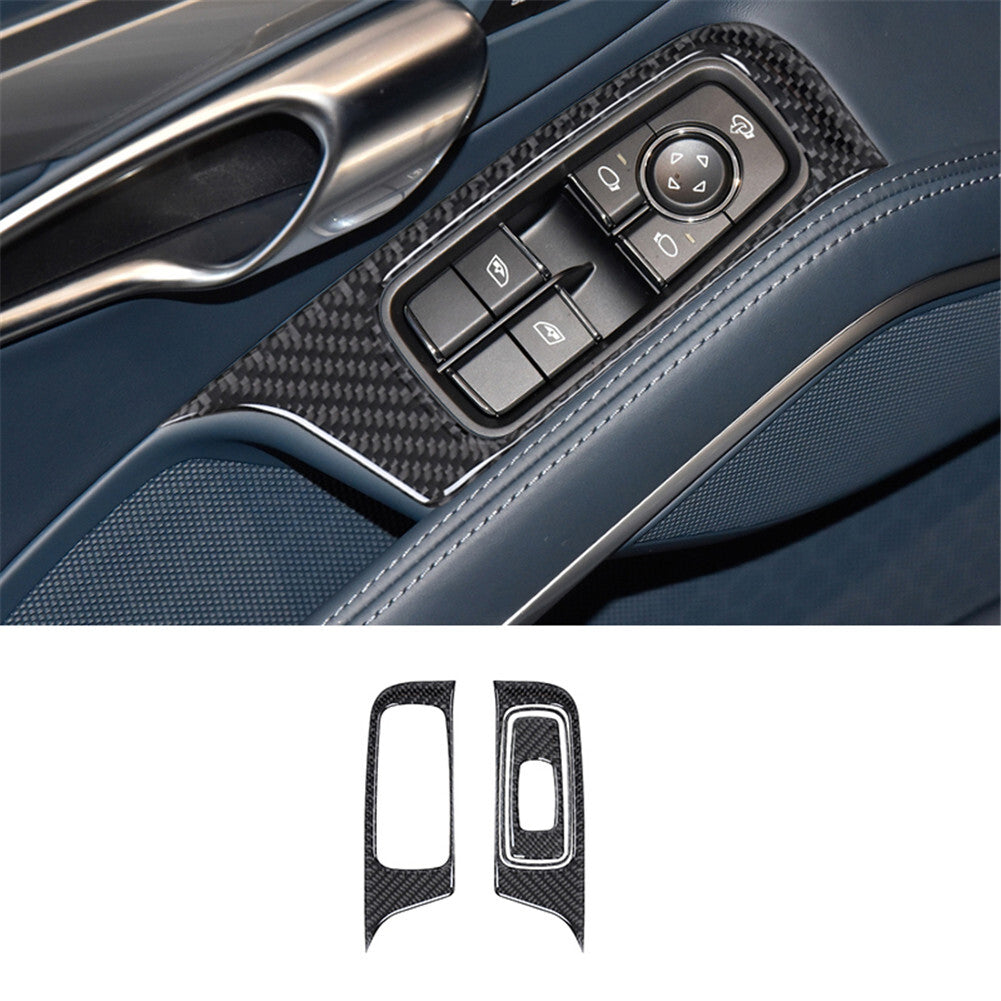 4PCS carbon fiber power window control panel for Porsche 718 2016-2022