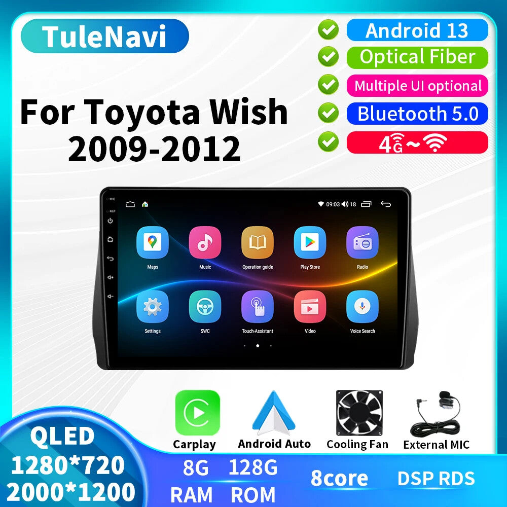 for Toyota Wish 2 XE20 2009-2012 Android Auto CarPlay Car Stereo Radio GPS Navi