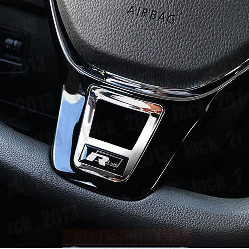 ABS Chrome R Steering Wheel Sequin Cover Trim for Volkswagen for VW T-ROC 2018-2022
