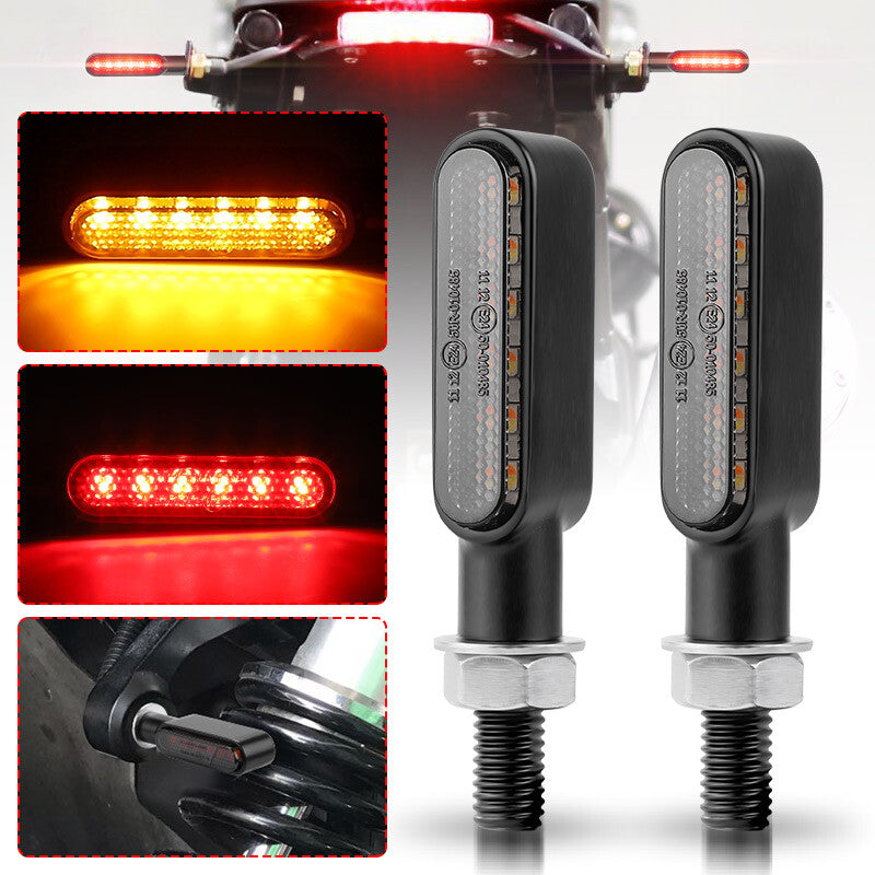 2X Motorcycle LED Turn Signal Light Back Rear Brake Light Flowing Indicator Lamp