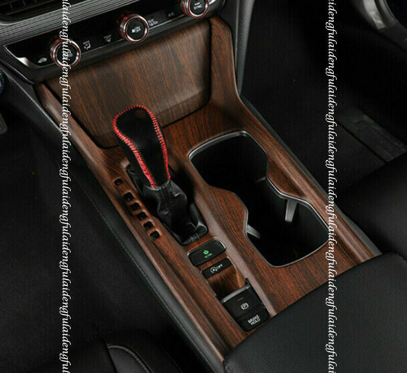 2Pcs for Honda Accord 2018-2021 Wood Grain Central Console Gear Shift Cover Trim