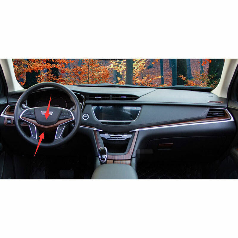 for Cadillac XT5 17-2024 Peach Wood Grain Steering Wheel Sheet Strip Cover Trim