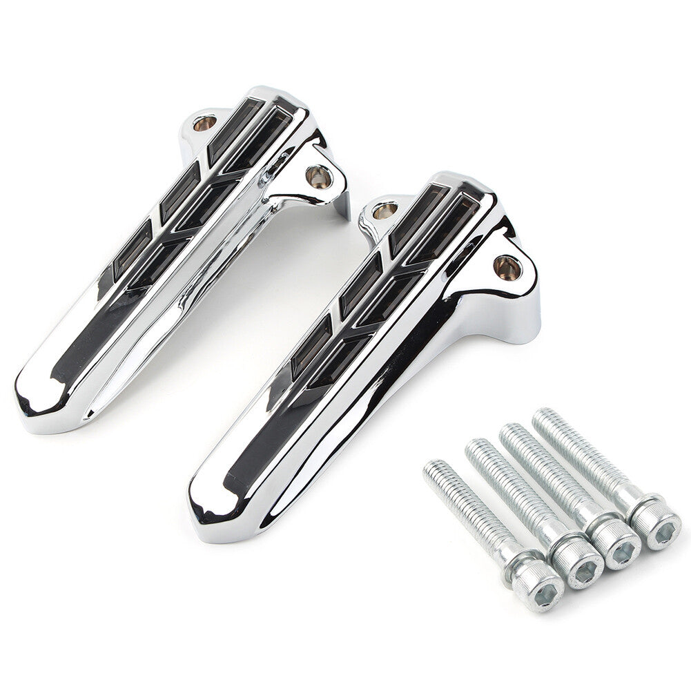 Front Lower Fork Leg Covers LED Light for Harley FLHR FLHTK FLHX Chrome-Smoken