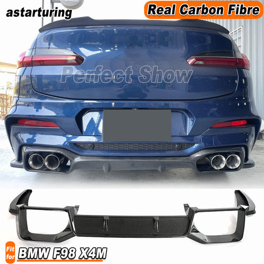 Fit for BMW F98 X4M 19-21 Real Carbon Rear Bumper Diffuser Lip Spolier Splitter