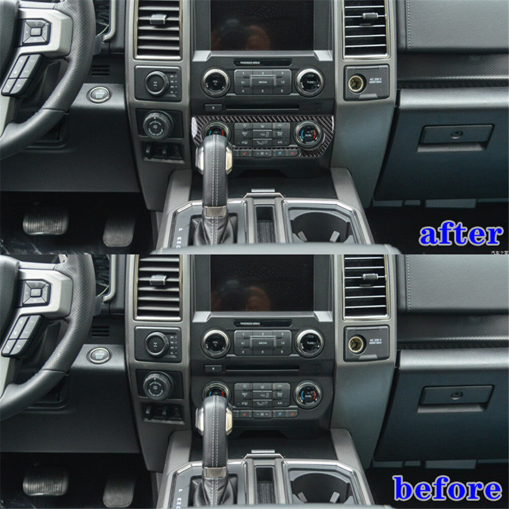 Carbon Fiber Interior AC Decorative Panel Trim Cover for Ford F-150 2015-2017