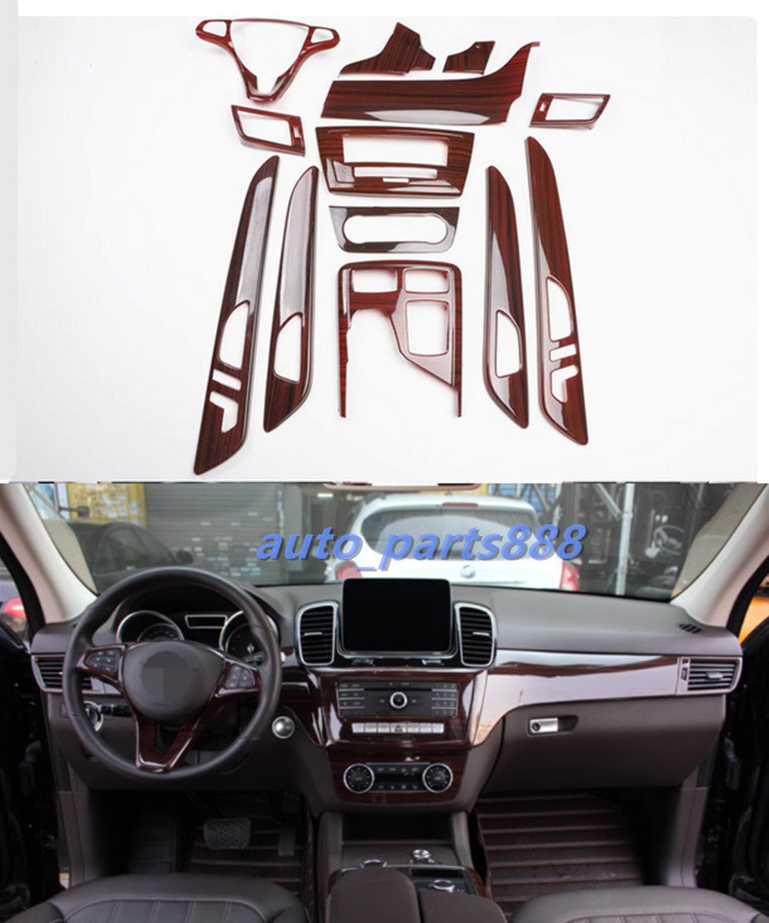 Red Wood Grain Full Interior Kit Cover Trims for Benz GLE W166 GLS X166 2016-19