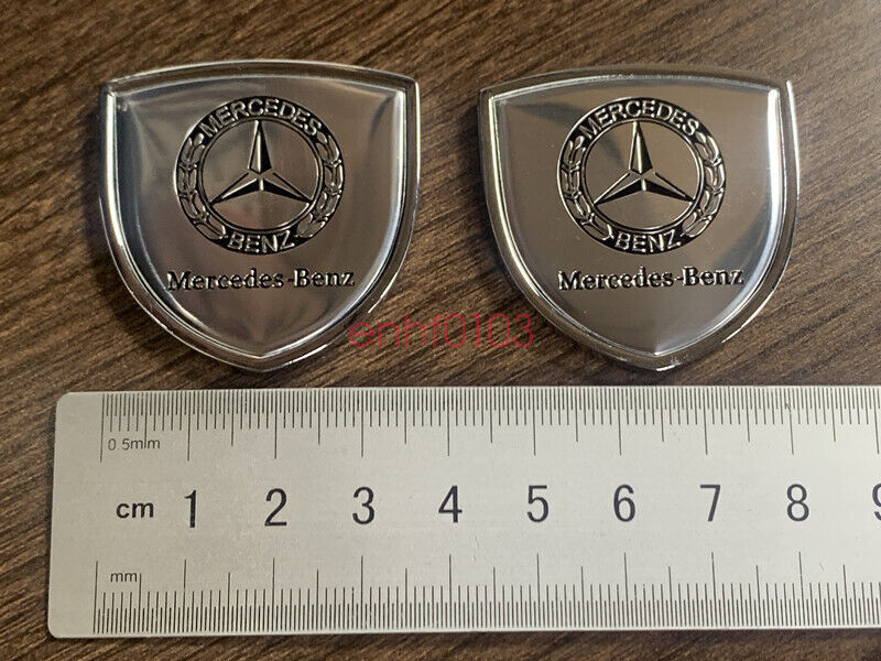 2pcs Silver Club 3D Logo Car Body Emblem Badge for Mercedes-Benz A B C E S Class