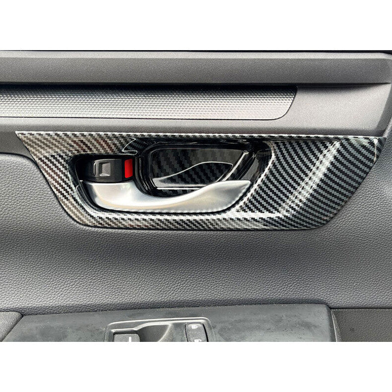 for Honda CR-V 2023-2024 Carbon Fiber Inner Door Handle Bowl frame Cover Trim 4x
