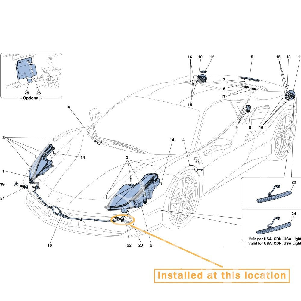 Equipment Manufacturer ( ): 86714800- (for Ferrari for 488 left headlight water spray cleaning equipment)