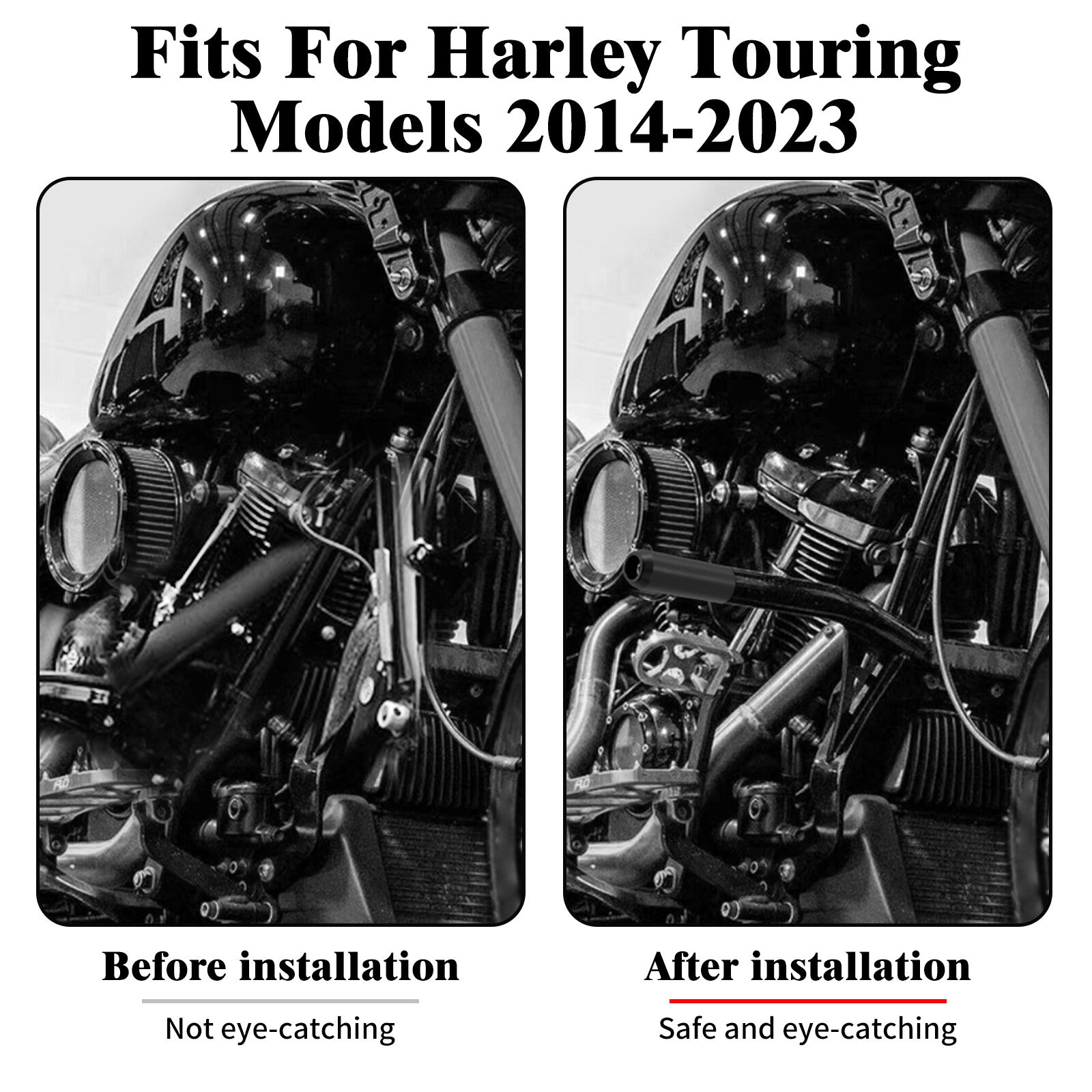 Black Front Engine Guard Crash Bars for Harley Touring Road Street Gilde 14-2023