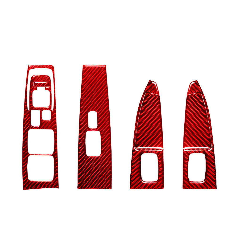 7PCS Red Carbon Fiber Window Switch Sticker Trim for Hyundai Azera 2006-2011