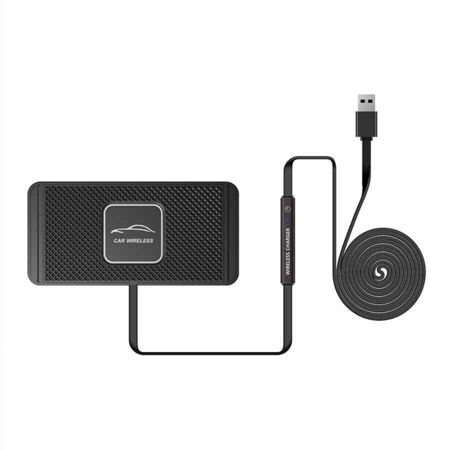 Car Wireless Phone Charger Fast Charging Mat Pad Console Mount Silicone Non-slip