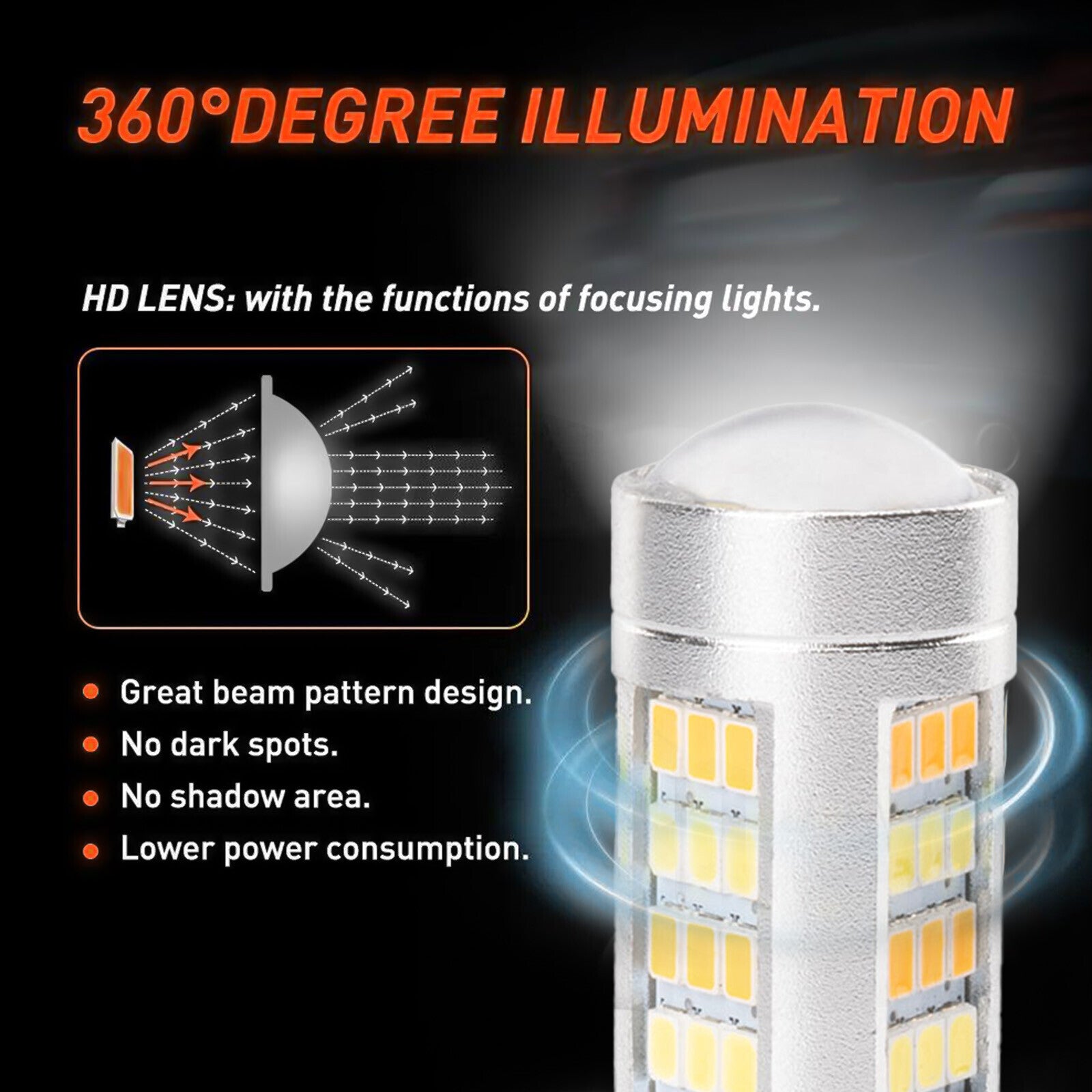 3157 4x Turn Signal Parking Light Bulb Error Free White/Amber LED DRL Switchback