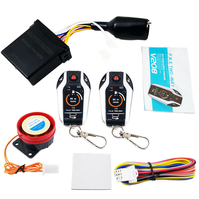 Motorcycle Anti-Theft Two-Way Alarm Automatic Locking Unlock Key Start Flameout