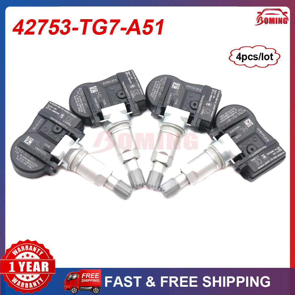 4x NEW TIRE PRESSURE SENSOR TPMS 42753-TG7-A51 433MHz for Honda Pilot 2016-2019