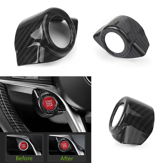 Carbon Fiber Look Engine Ignition Button Cover Trim Fit for Alfa Romeo Giulia 17-18