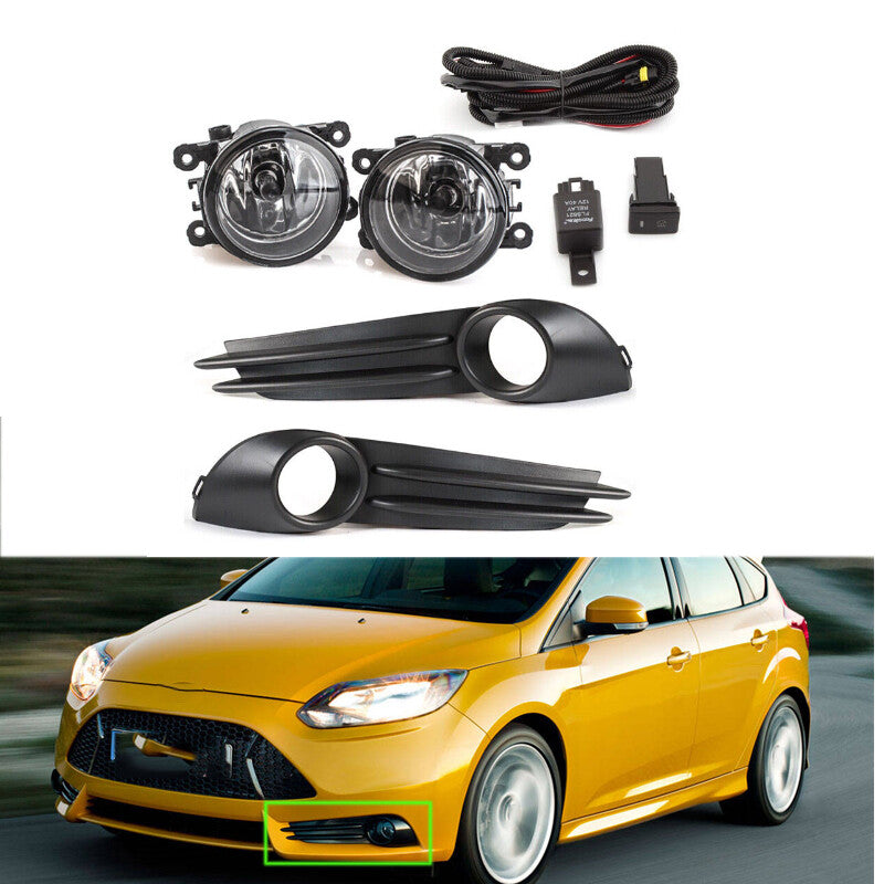 for Ford Focus ST 2013-2014 Front Bumper Fog Light +Covers+Harness Bulbs Kit Set