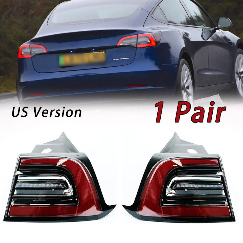 2Pcs Outside LED Rear Brake Stop Light Tail Lamp for Tesla Model 3 2017-2021