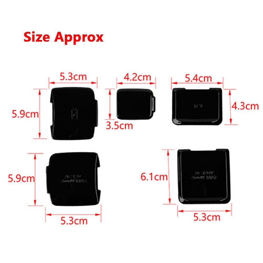 5PCS Balck Front Rear Power/USB Socket Cover Trim for Ford F150 2021 2022 2023