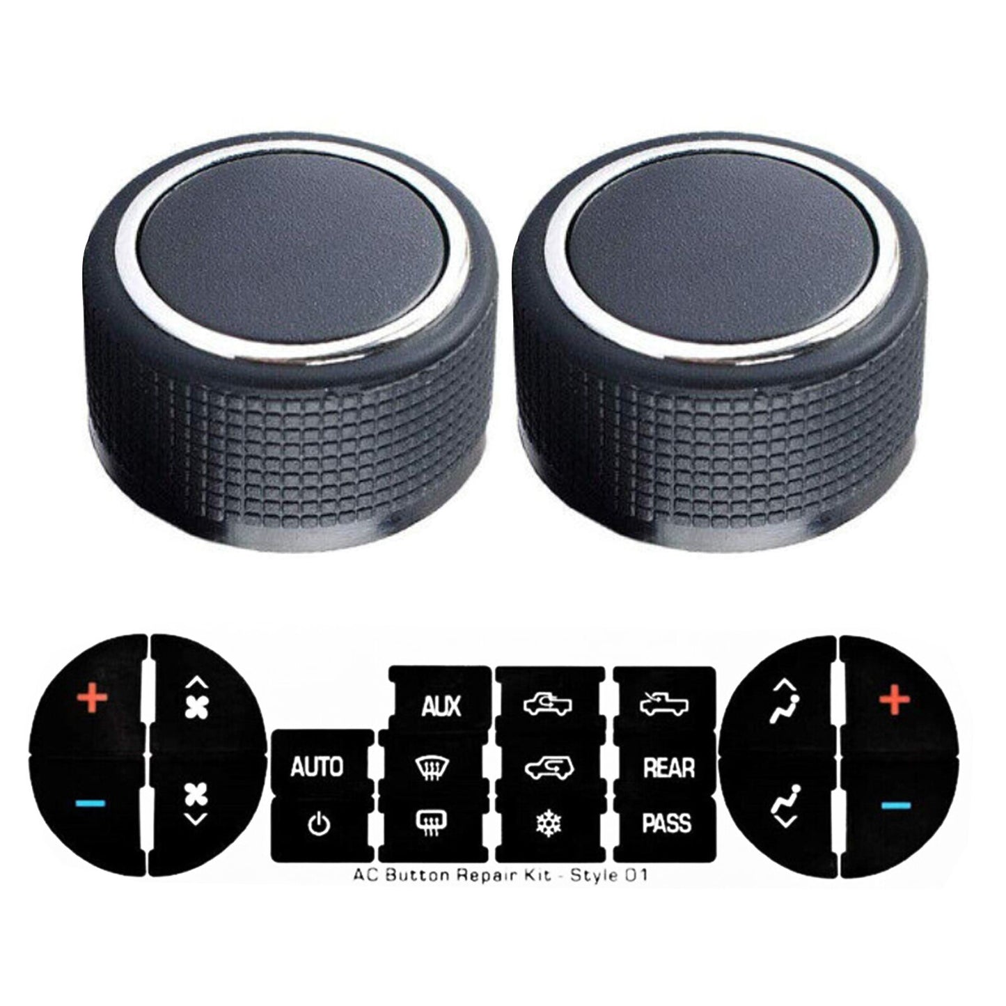 2x Control Knobs Audio Radio+Sticker for Escalade Enclave Tahoe for Chevrolet for GMC W