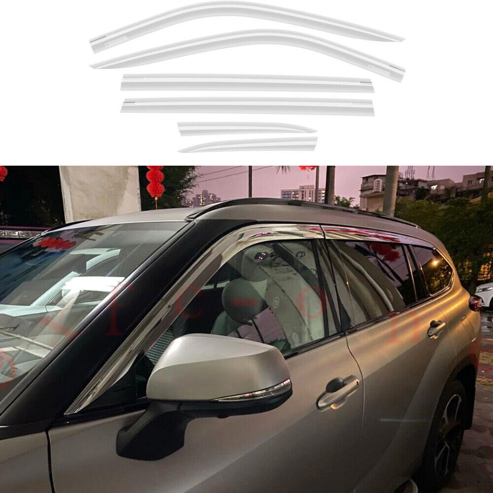 6P for Toyota Highlander 2020-2023 Chrome Window Visor Vent Shade Sun Rain Guard