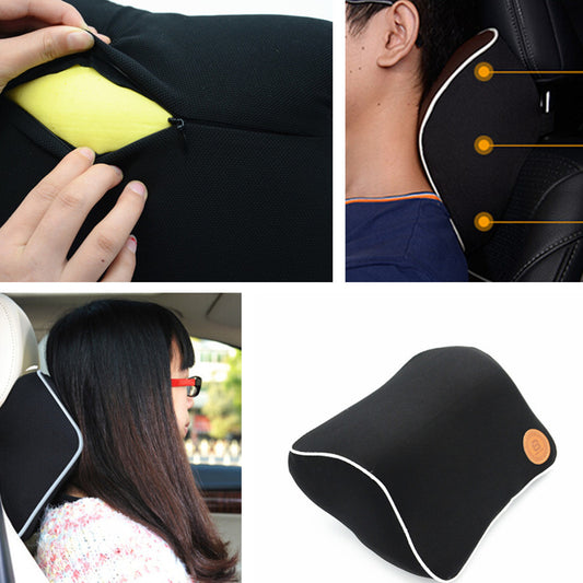 Car Head Neck Support Cushion for Seat Head Pad Memory Foam Black Pillow Mat