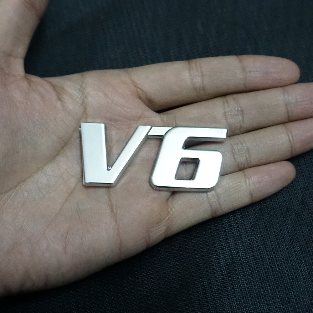 2x Chrome V6 Silver High Metal Badge Emblem Decal Sticker Engine Limited 4WD SUV