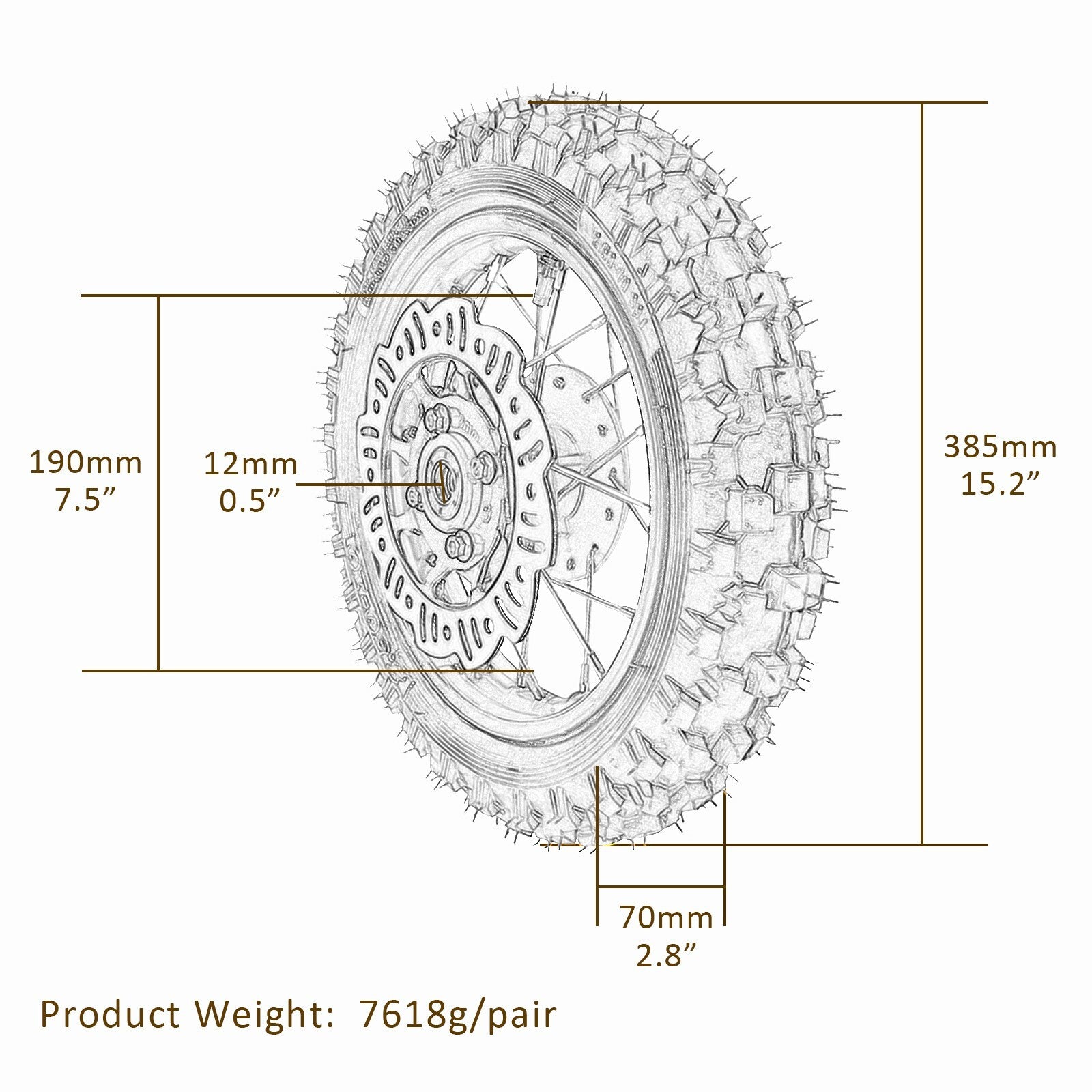 Triple 10-inch disc brake assembly for front fork for CRF50 XR50 Dirt bicycle 110cc