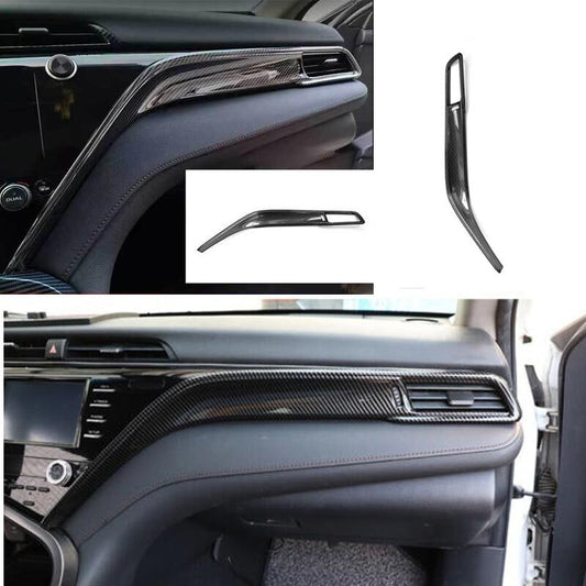 for Co -Pilot Dash Left Air Vent Strip Trim for Toyota for Camry 2018-2023 Carbon Fiber