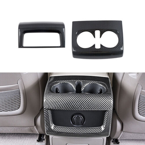 2For for Kia Carnival 2022-2023 Carbon Fiber Rear Water Cup Holder Frame Cover Trim