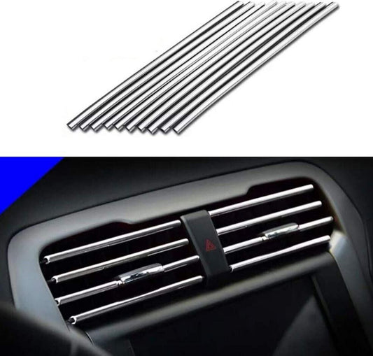 10-Piece Car Air Conditioner Socket Decorative Molded Strips in Silver, Suitable for VW