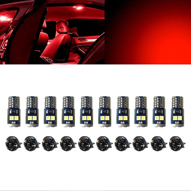 Red Light 10Pcs T10 3030-6SMD LED Lights License Plate High Lights Bulb