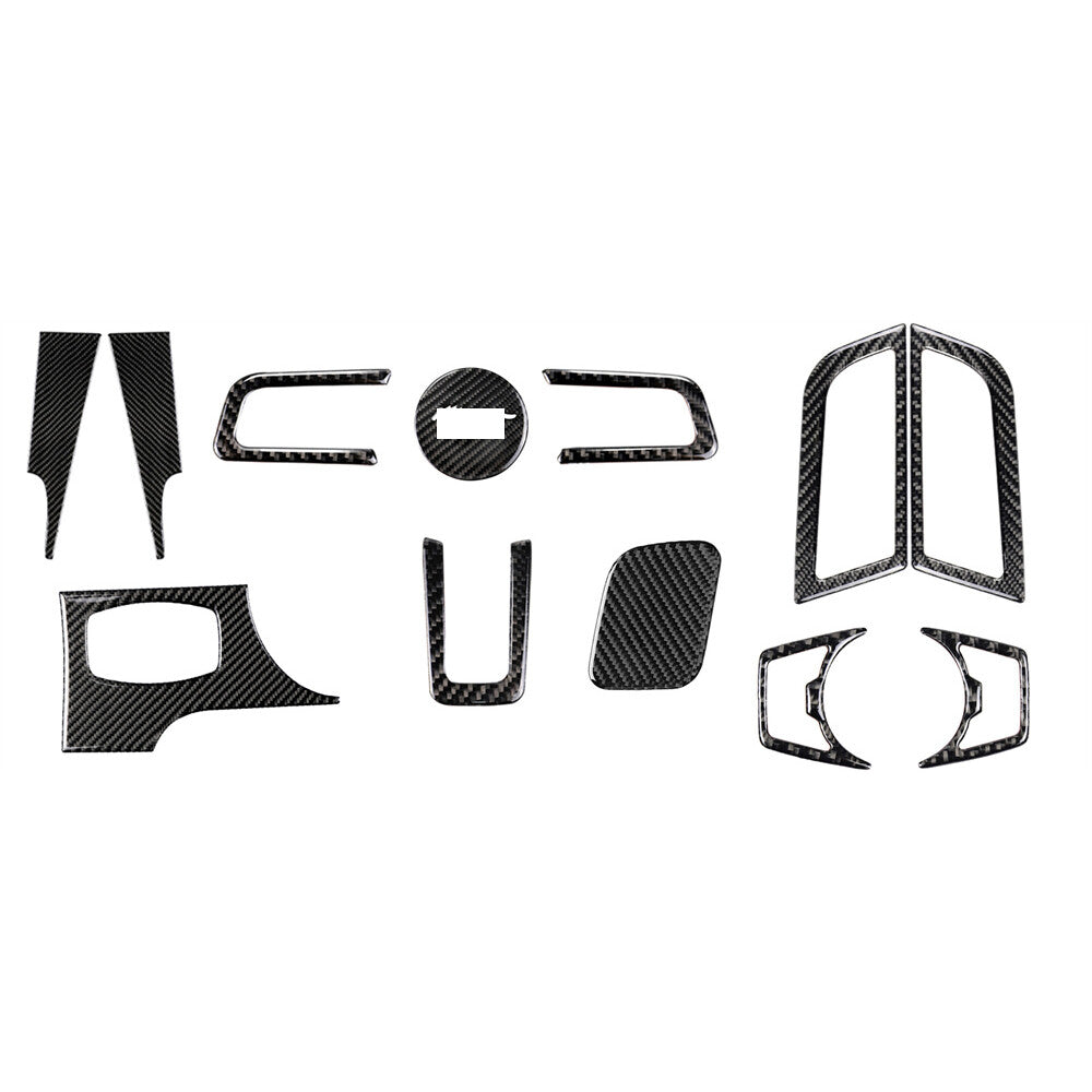 12Pcs Carbon Fiber Interior Steering Wheel Set Trim Kit for Ford for Mustang 2015-23