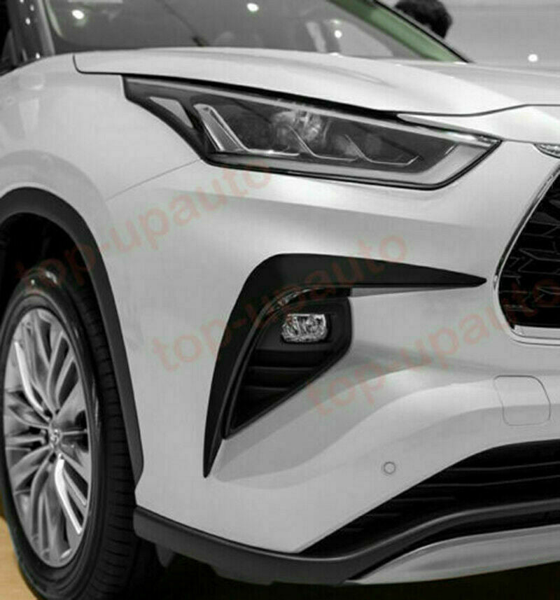 Black Front Bumper Fog Lights Eyebrow Wind Knife for Toyota Highlander 2020-2023