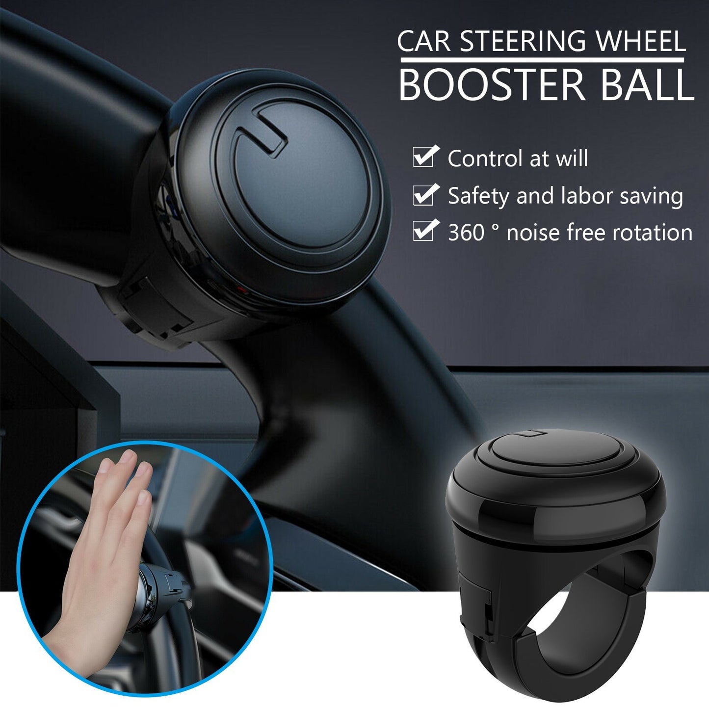 Universal Car Steering Wheel Aid Power Handle Assister Spinner Knob Blacks
