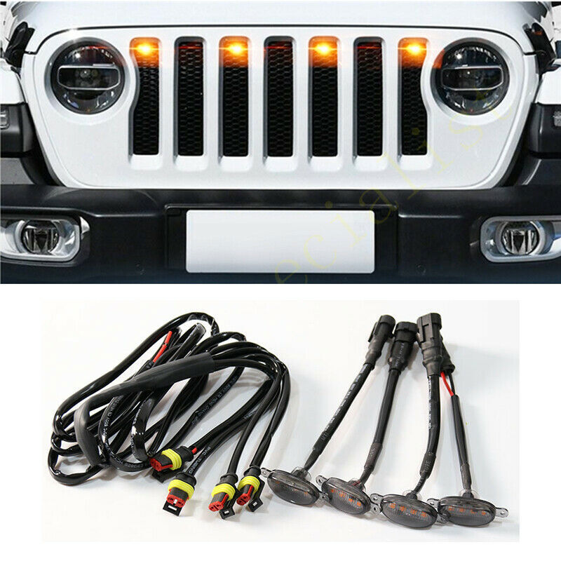for Jeep Gladiator 2020-2021 Front Grille LED Light Style Grill Cover 4P