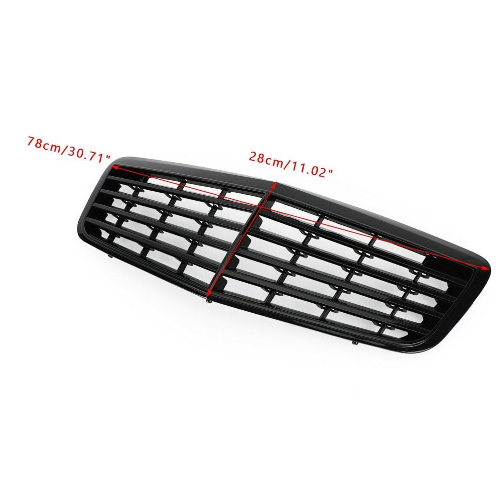 Black Front Grille Grill for Mercedes-Benz W211 E300 E350 E500 2007-2009