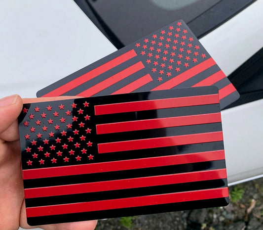 Car side fender rear trunk badge sticker, American flag, red and black, suitable  for ford  2-piece set.