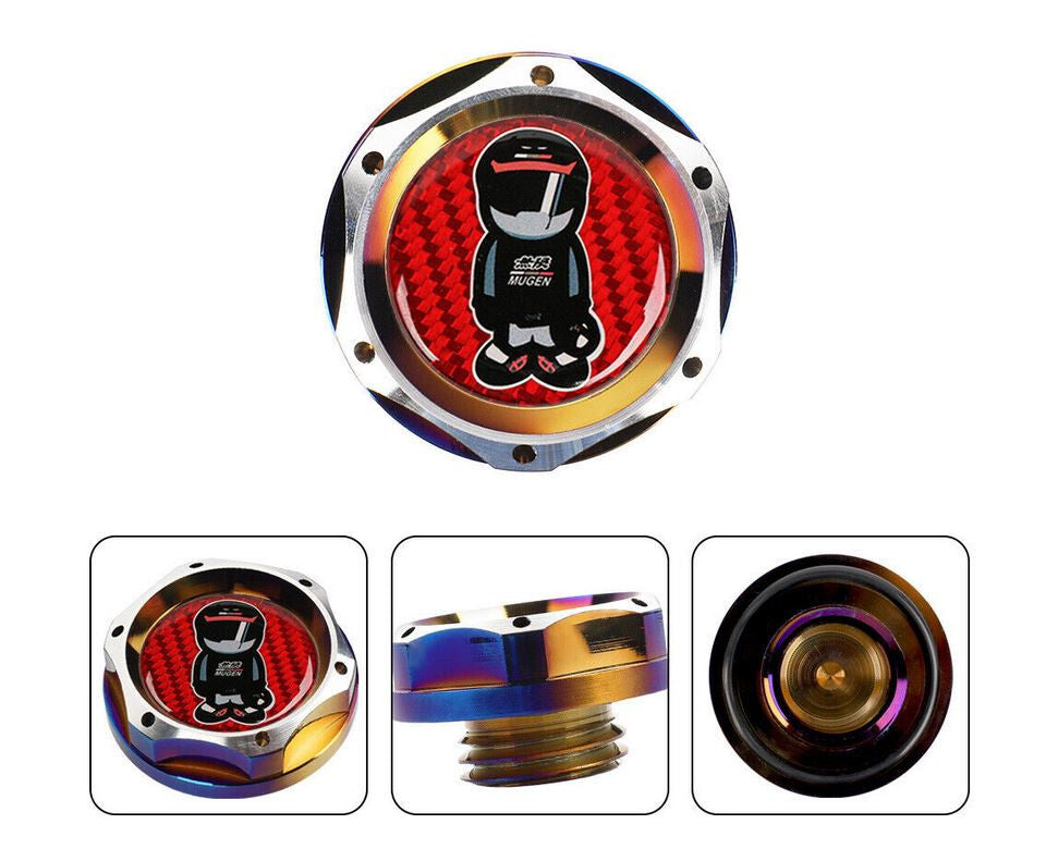 Mugen engine oil filler cap for Honda for Acura Neo Chrome Red Carbon