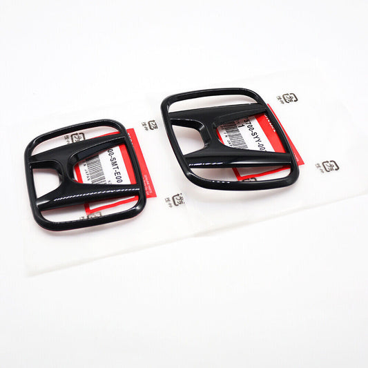1Pair H+FE Glossy Black Front Rear Emblem Badge for HONDA for CIVIC FE 2021-2023