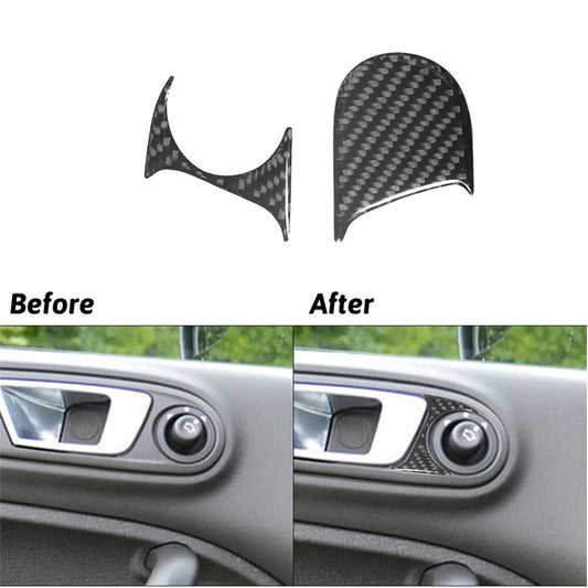 2pcs Carbon Fiber Interior Front Door Pull Cover Trim for Ford Fiesta 2011-2015